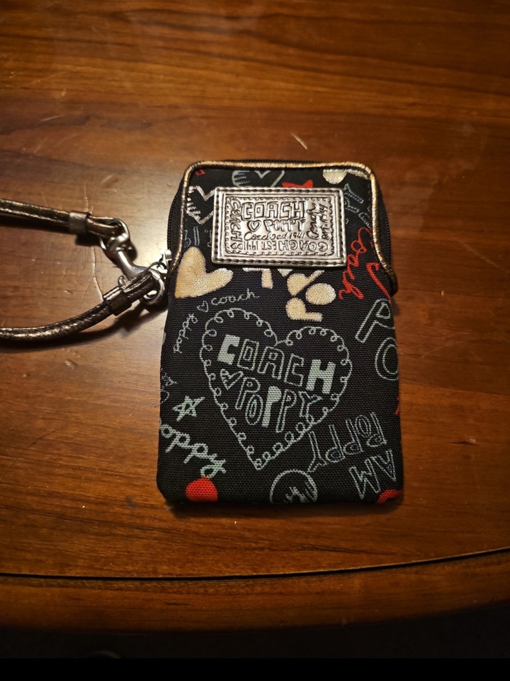Coach Black Poppy Wristlet